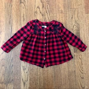 Old Navy Red Plaid Flannel Top, 18-24 Months